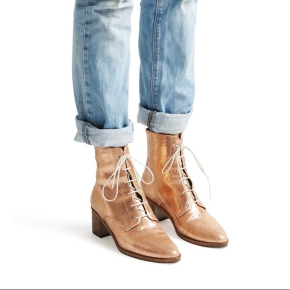 Freda Salvador Shoes - Freda Salvador gold metallic Ace mid heel boots